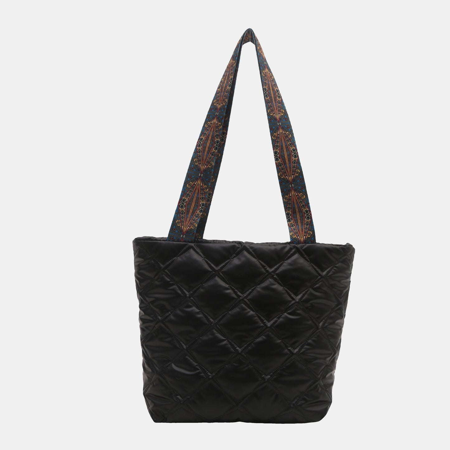 PU Leather Printed Strap Quilted Handbag