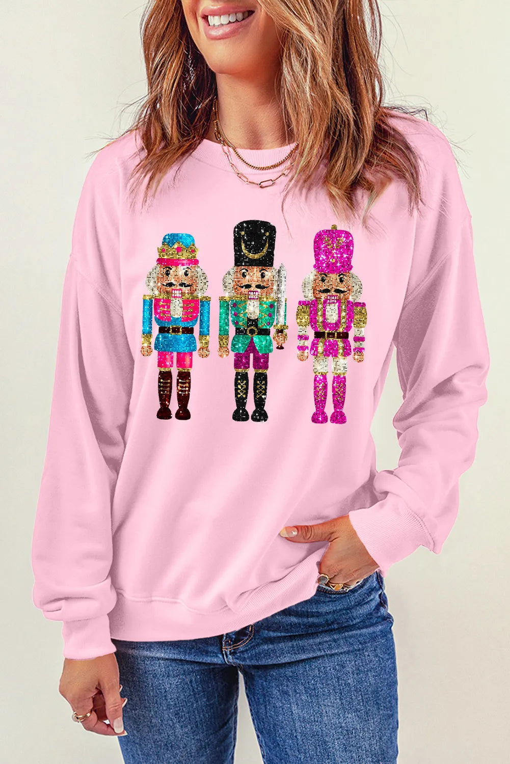 Nutcracker Graphic Round Neck Long Sleeve Sweatshirt