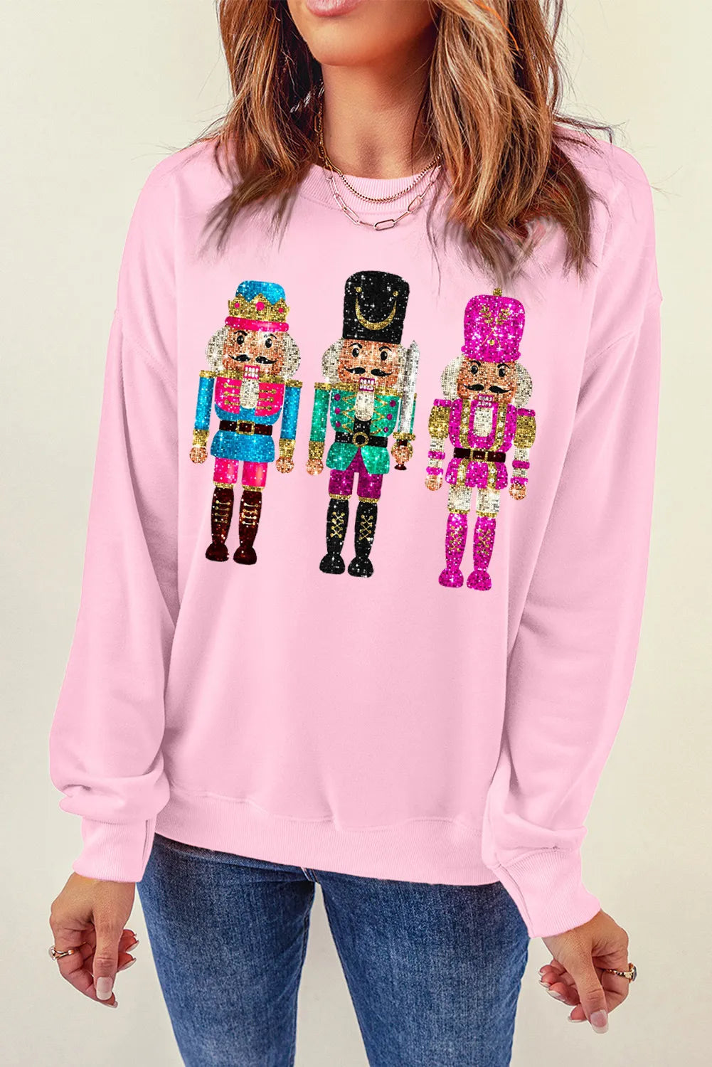 Nutcracker Graphic Round Neck Long Sleeve Sweatshirt