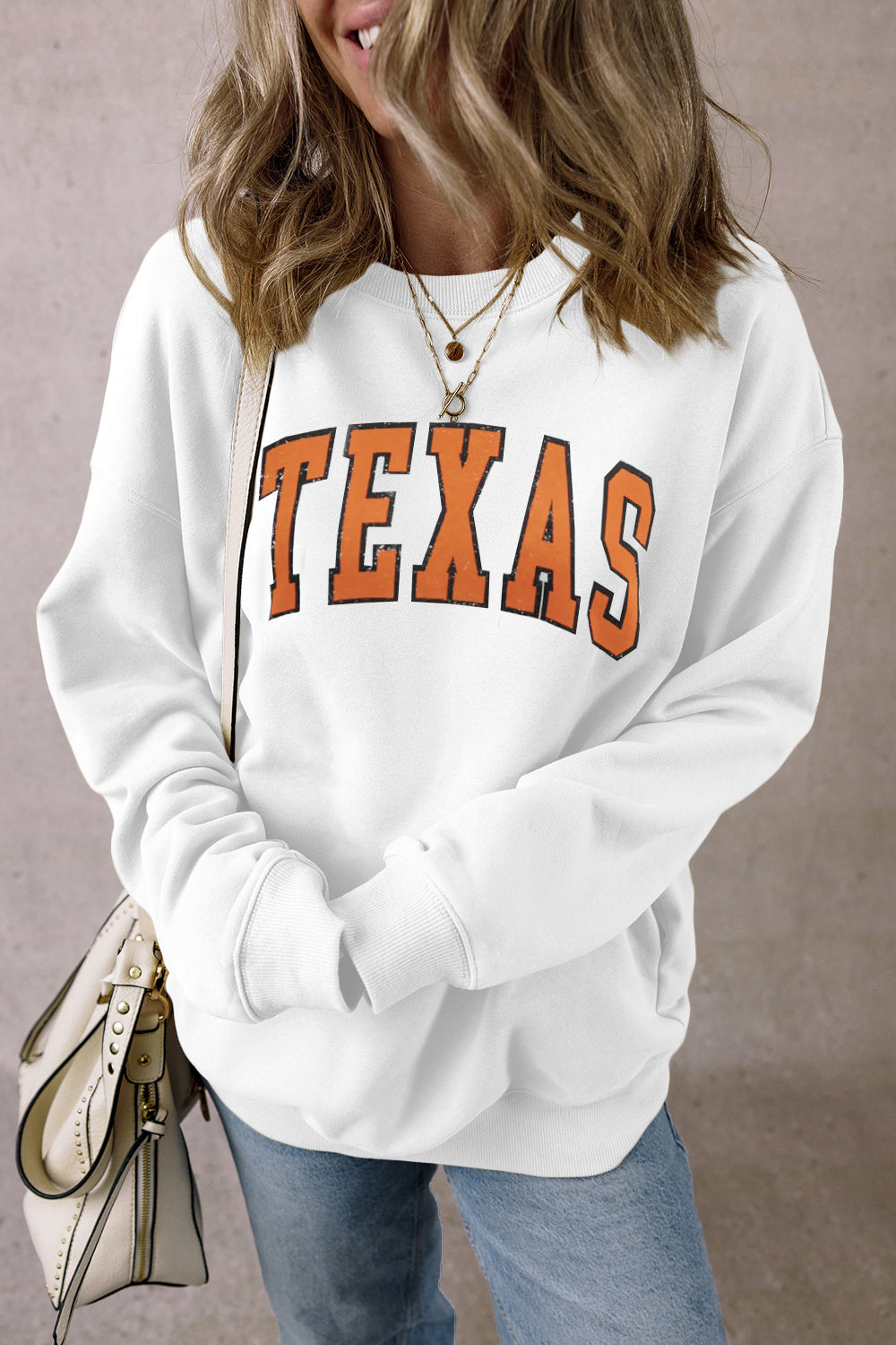 TEXAS Round Neck Dropped Shoulder Sweatshirt